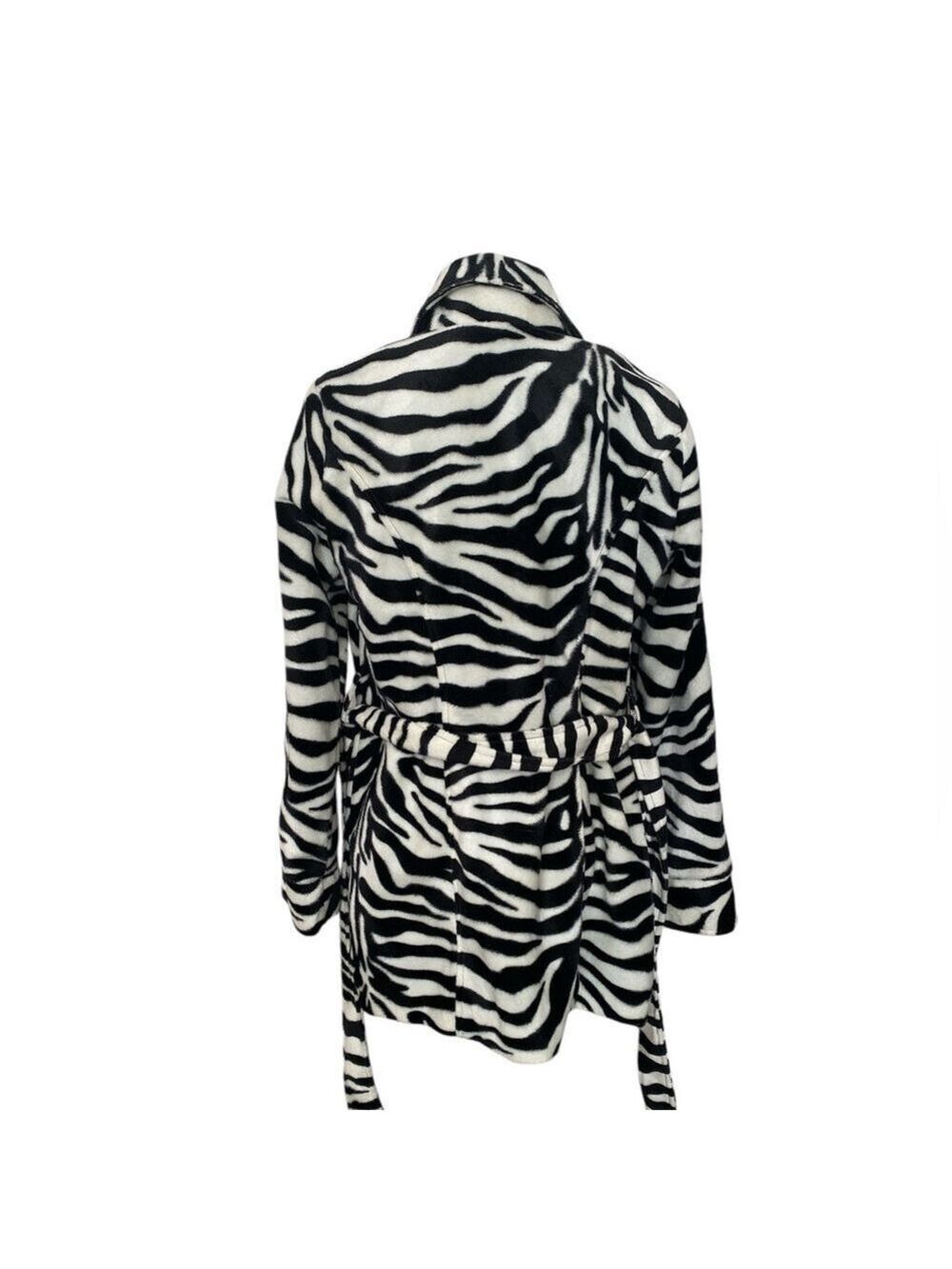 NWOT heart soul zebra lux faux fur zebra trench coat - Picture 3 of 15